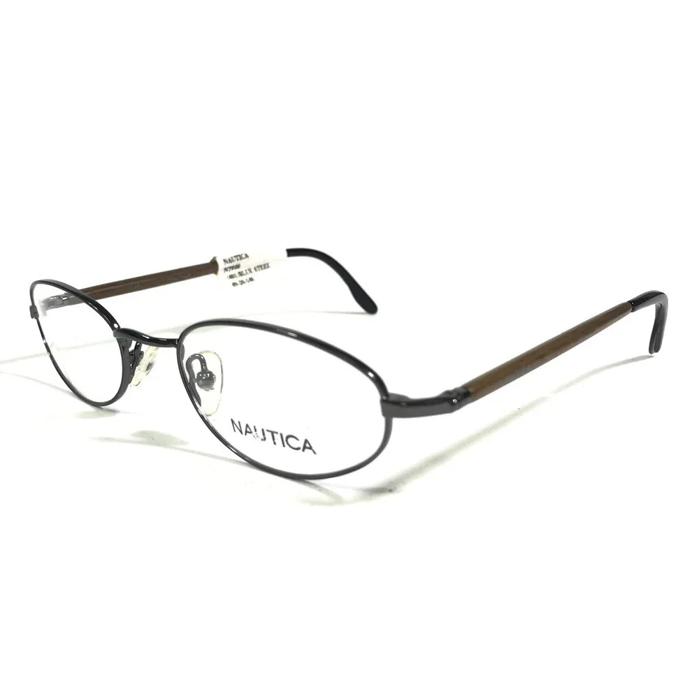 Nautica Eyeglasses Frames N7900 401 Brown blue Grey Round Wire Rim 49-20-140